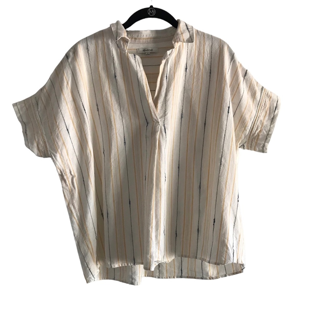 Madewell Park Popover Shirt in Textured Stripe sz M